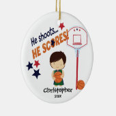 Schattige Basketbalspeler Sport Kerst Ornament (Rechts)