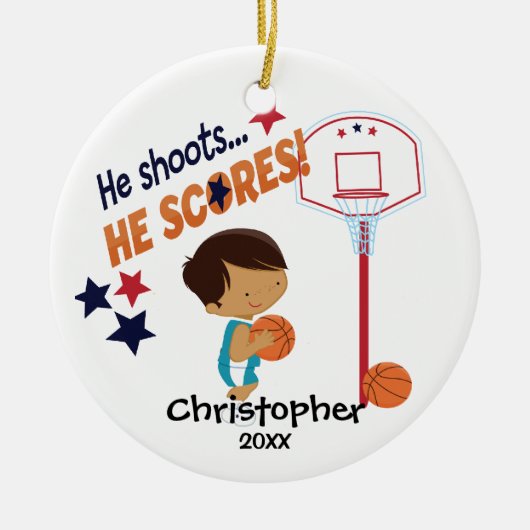 Schattige Basketbalspeler Sport Kerst Ornament (Voorkant)