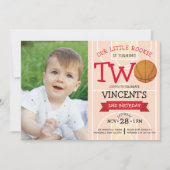 Schattige basketbalveld & lint Foto 2e verjaardag Kaart (Voorkant)