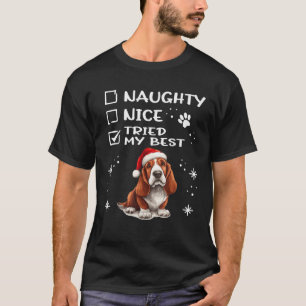 Schattige Basset Fauve De Bretagne-hond Kerstdisco T-shirt