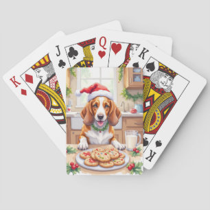 Schattige Basset Hound Die Kerstkoekjes Smeedt Pokerkaarten