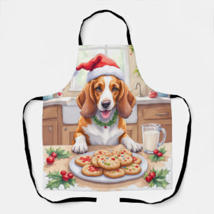 Schattige Basset Hound die Kerstkoekjes Smeult Schort