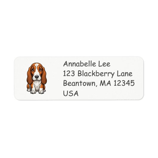 Schattige Basset Hound Etiket (Voorkant)