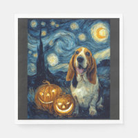 Schattige Basset Hound Hond Halloween Jack O Lante