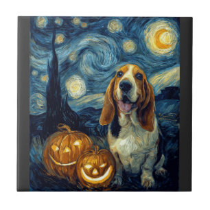 Schattige Basset Hound Hond Halloween Jack O Lante Tegeltje