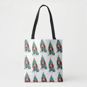 Schattige Basset Hound Hond Patroon Kerstmis Tote Bag