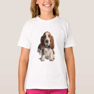 Schattige Basset Hound in Karo Kinderen T-shirt