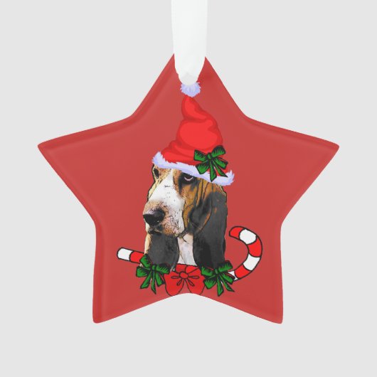 Schattige Basset Hound Kerstmis Ornament (voorkant)