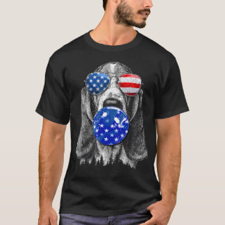 Schattige Basset Hound met Usa Vlag Zonnebril 4 ju T-shirt