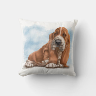 Schattige Basset Hound Puppy Cartoon Kussen