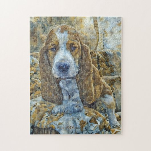 Schattige Basset Hound Puppy Legpuzzel (Verticaal)