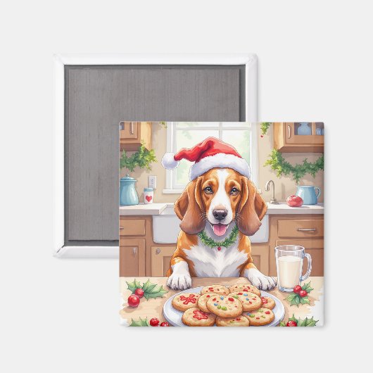 Schattige Basset Hound sluipt kerstkoekjes Magneet (Voorkant / Achterkant)