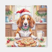 Schattige Basset Hound sluipt kerstkoekjes Magneet (Voorkant)
