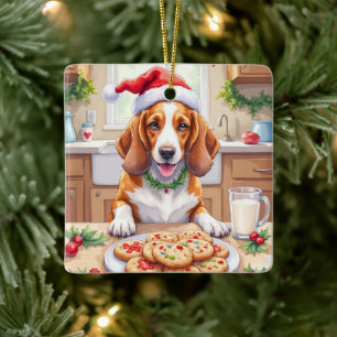 Schattige Basset Hound stiekem kerstkoekjes jatten Keramisch Ornament