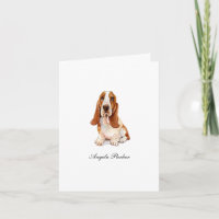 Schattige Basset Hound-waterverf gevouwen bedankka