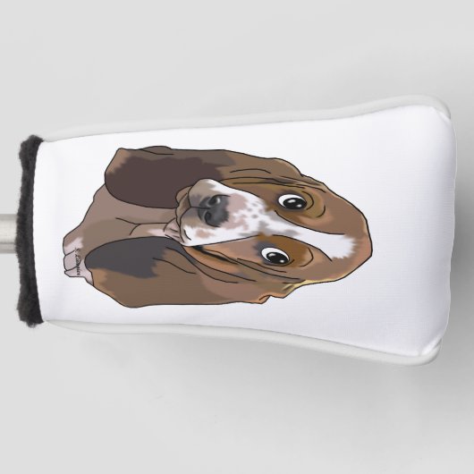 Schattige Basset Puppy Golfheadcover (Voorkant)