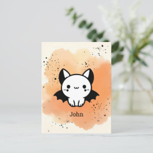Schattige Bat Buddy - Kawaii Minimalistische Kweke Briefkaart