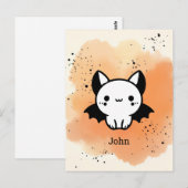 Schattige Bat Buddy - Kawaii Minimalistische Kweke Briefkaart (Voorkant / Achterkant)