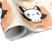 Schattige Bat Buddy - Kawaii Minimalistische Kweke Cadeaupapier (Rol Hoek)