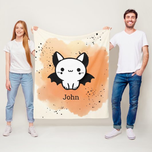 Schattige Bat Buddy - Kawaii Minimalistische Kweke Fleece Deken (In situ)