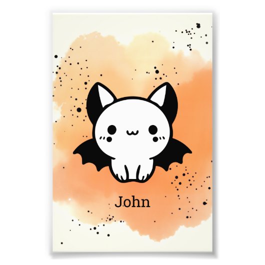 Schattige Bat Buddy - Kawaii Minimalistische Kweke Foto Afdruk (Voorkant)