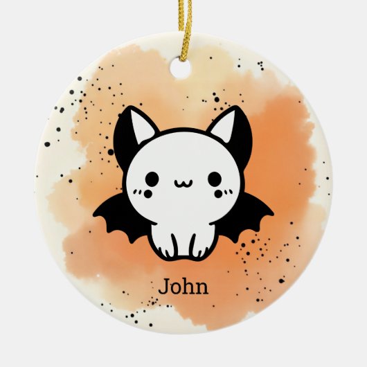 Schattige Bat Buddy - Kawaii Minimalistische Kweke Keramisch Ornament (Voorkant)