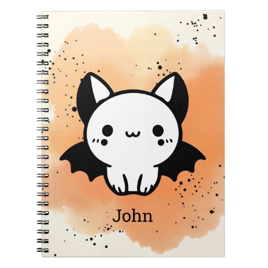 Schattige Bat Buddy - Kawaii Minimalistische Kweke Notitieboek (Voorkant)