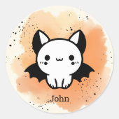 Schattige Bat Buddy - Kawaii Minimalistische Kweke Ronde Sticker (Voorkant)