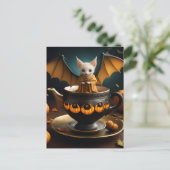 Schattige Bat in een Teacup Briefkaart (Staand voorkant)