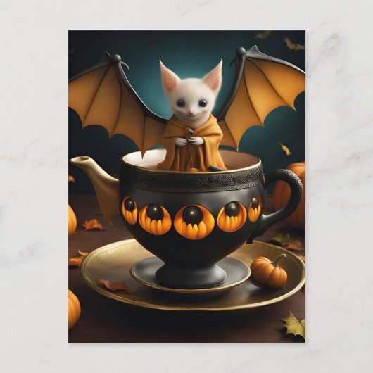 Schattige Bat in een Teacup Briefkaart (Voorkant)