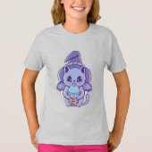 Schattige Bat Witch Cat T-shirt (Voorkant)