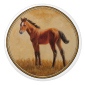 Schattige Bay Quarter paardenveulen Keramische Knop (Voorkant)