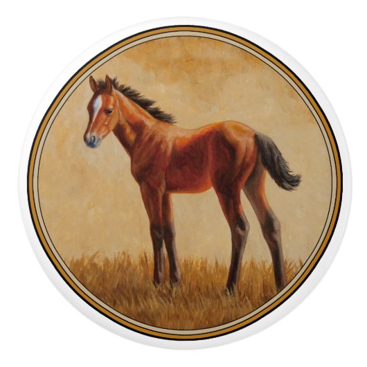 Schattige Bay Quarter paardenveulen Keramische Knop (Voorkant)