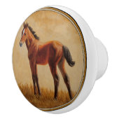 Schattige Bay Quarter paardenveulen Keramische Knop (Rechts)