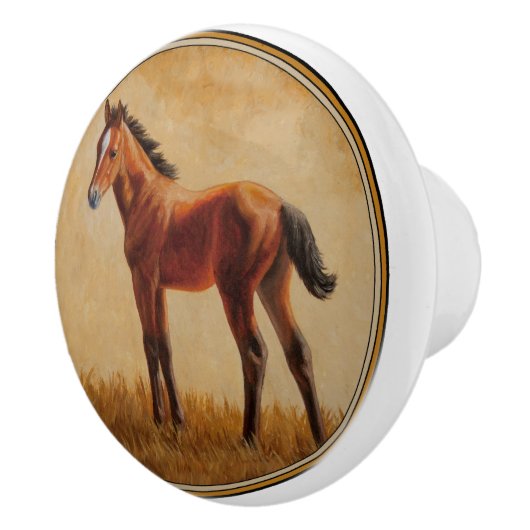 Schattige Bay Quarter paardenveulen Keramische Knop (Rechts)