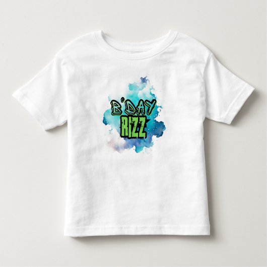 Schattige B'Day Rizz Groen en Monochromatische Bla Kinder Shirts (Voorkant)
