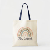 Schattige Be Kind Regenboog Witte Canvas tas (Voorkant)