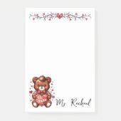 Schattige Be Mine Beer Valentijnse gepersonalisee Post-it® Notes (Voorkant)