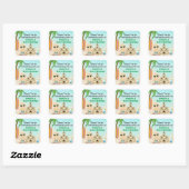 Schattige Beach Baby Sandcastle Baby shower Dank u Vierkante Sticker (Vel)
