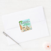 Schattige Beach Baby Sandcastle Baby shower Dank u Vierkante Sticker (Envelop)