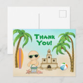 Schattige Beach Baby Sandcastle en Surfboard Dank  Briefkaart (Voorkant / Achterkant)