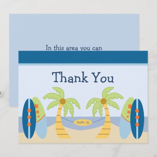 Schattige "Beach Baby"-Shower - Hartelijk dank voo Bedankkaart (Voorkant / Achterkant)