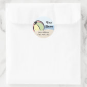 Schattige Beach Ball adreslabel Ronde Sticker (Tas)