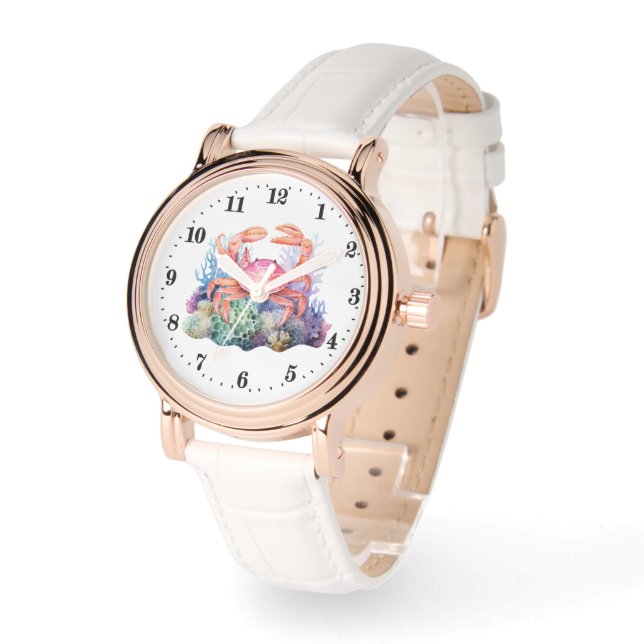 Schattige Beach krab liefhebbers waterverf Horloge (Hoek)