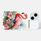 Schattige beach pink flamingo Naam toevoegen Case-Mate iPhone Case (Achterkant (horizontaal))