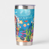 Schattige Beach Seahorse Naam toevoegen Geïsoleerde Drinkbeker (Links)