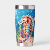 Schattige Beach Seahorse Naam toevoegen Geïsoleerde Drinkbeker (Achterkant)