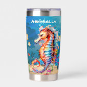 Schattige Beach Seahorse Naam toevoegen Geïsoleerde Drinkbeker (Voorkant)