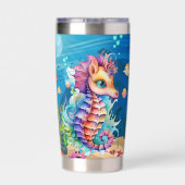 Schattige Beach Seahorse Naam toevoegen Geïsoleerde Drinkbeker (Achterkant)