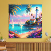 schattige beach vuurtorenliefhebbers canvas afdruk (Insitu (Woonkamer))